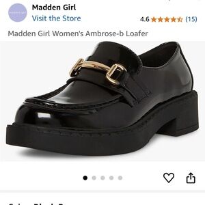 Women's Black Loafers with Gold Buckle